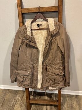 H&M Brown Jacket with Cream Sherpa Lining